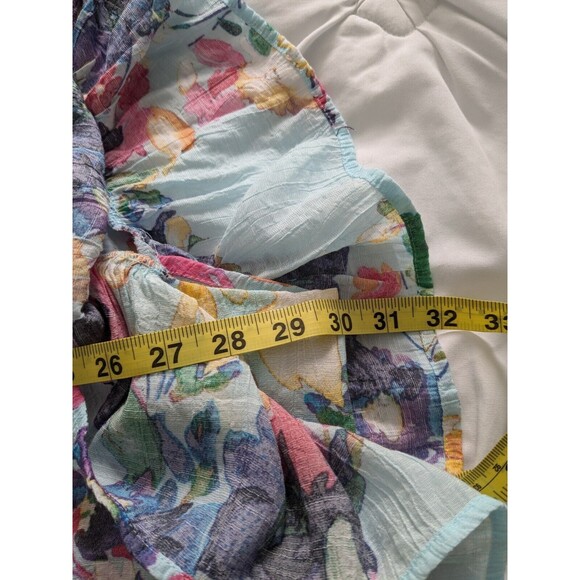 Zac & Rachel Blouse Womens 3X Aqua Floral Top Flutter Sleeve Ruffle Lightweight - Picture 12 of 13